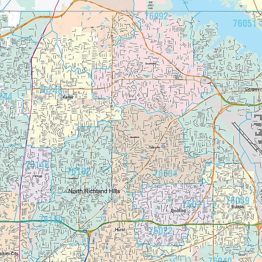 Tarrant County, TX Premium Style Wall Map