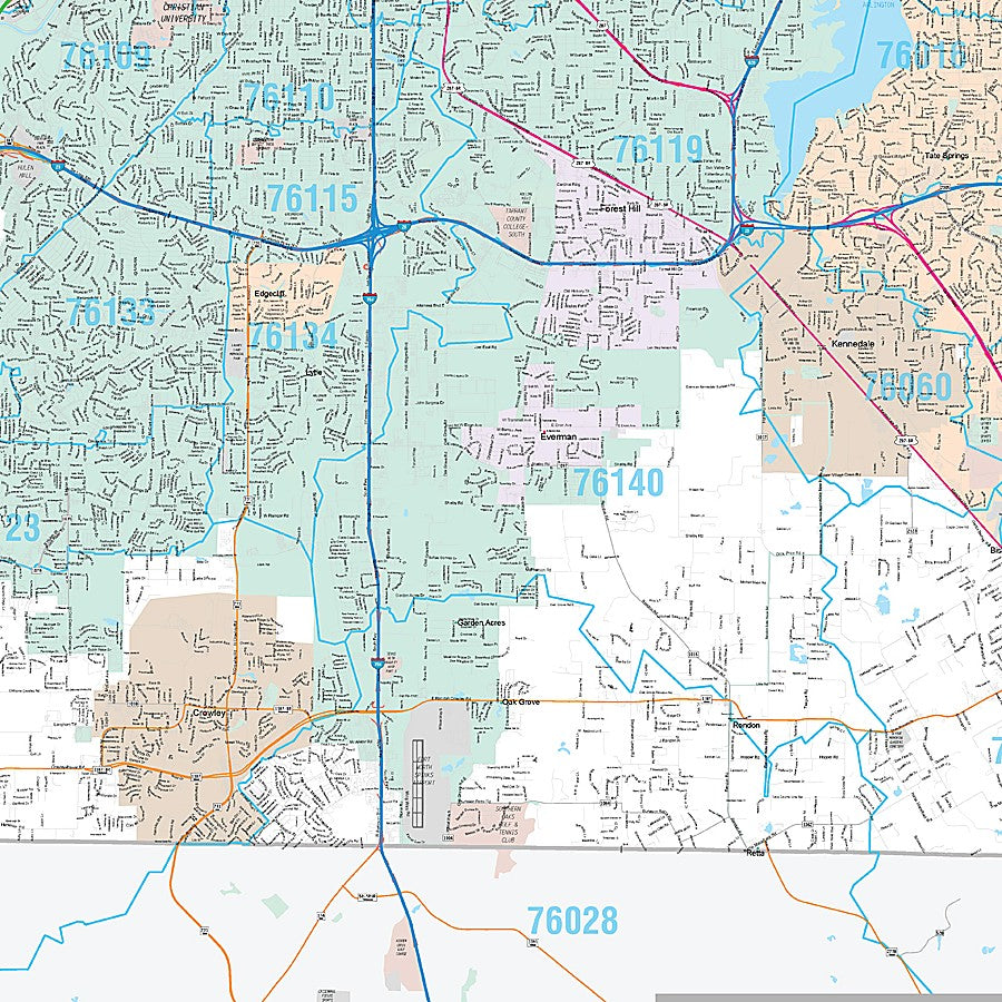 Tarrant County, TX Premium Style Wall Map