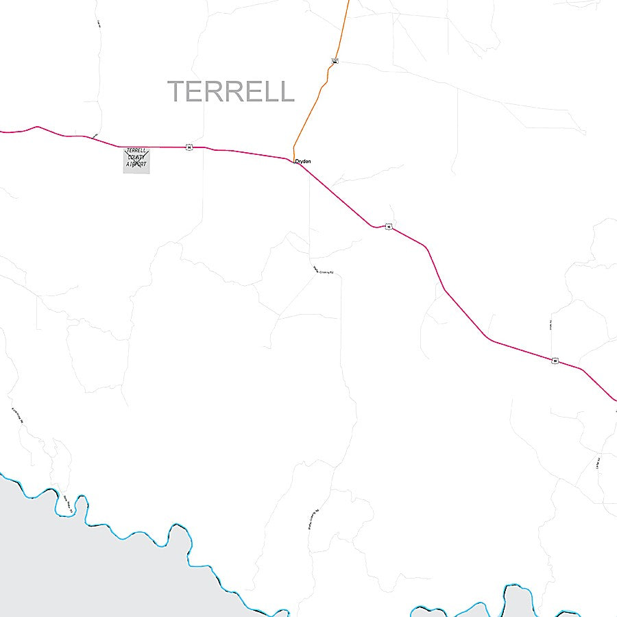 Terrell County, TX Premium Style Wall Map