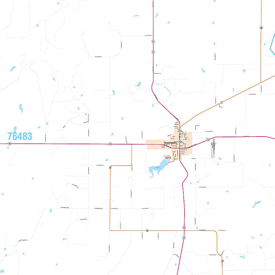 Throckmorton County, TX Premium Style Wall Map