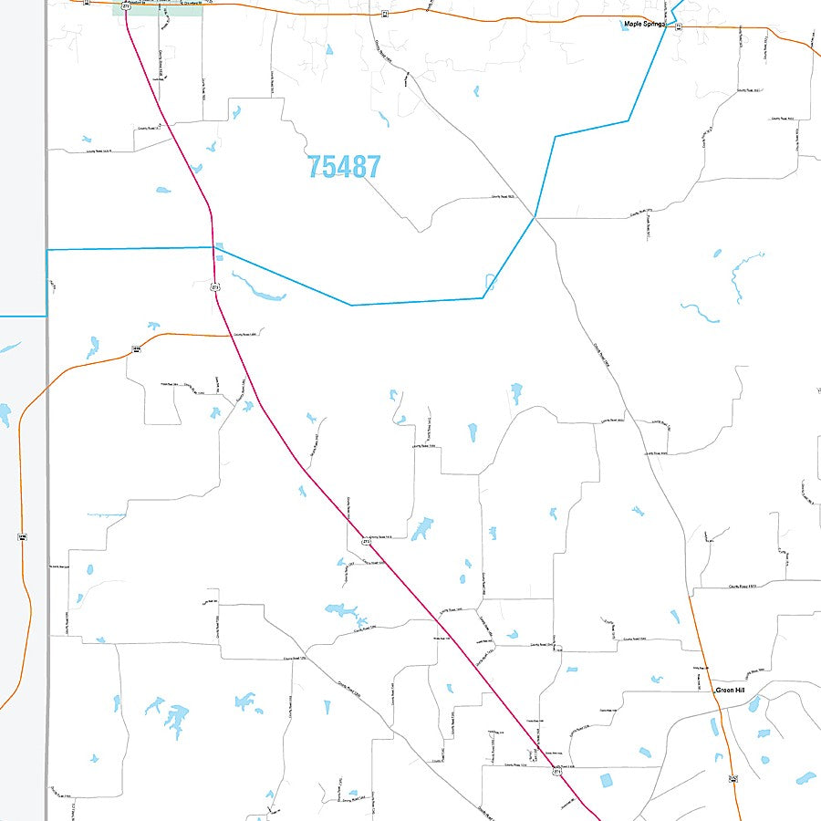 Titus County, TX Premium Style Wall Map