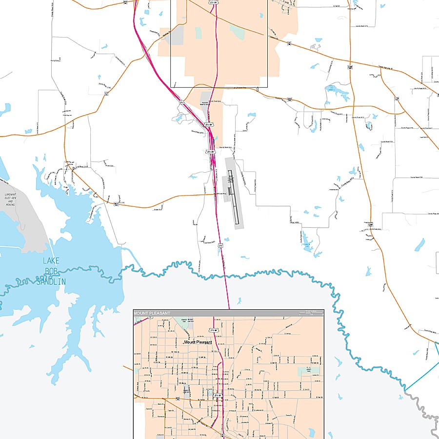 Titus County, TX Premium Style Wall Map