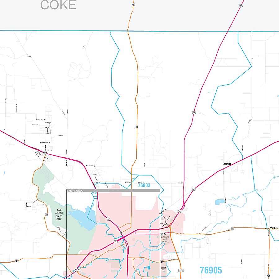 Tom Green County, TX Premium Style Wall Map