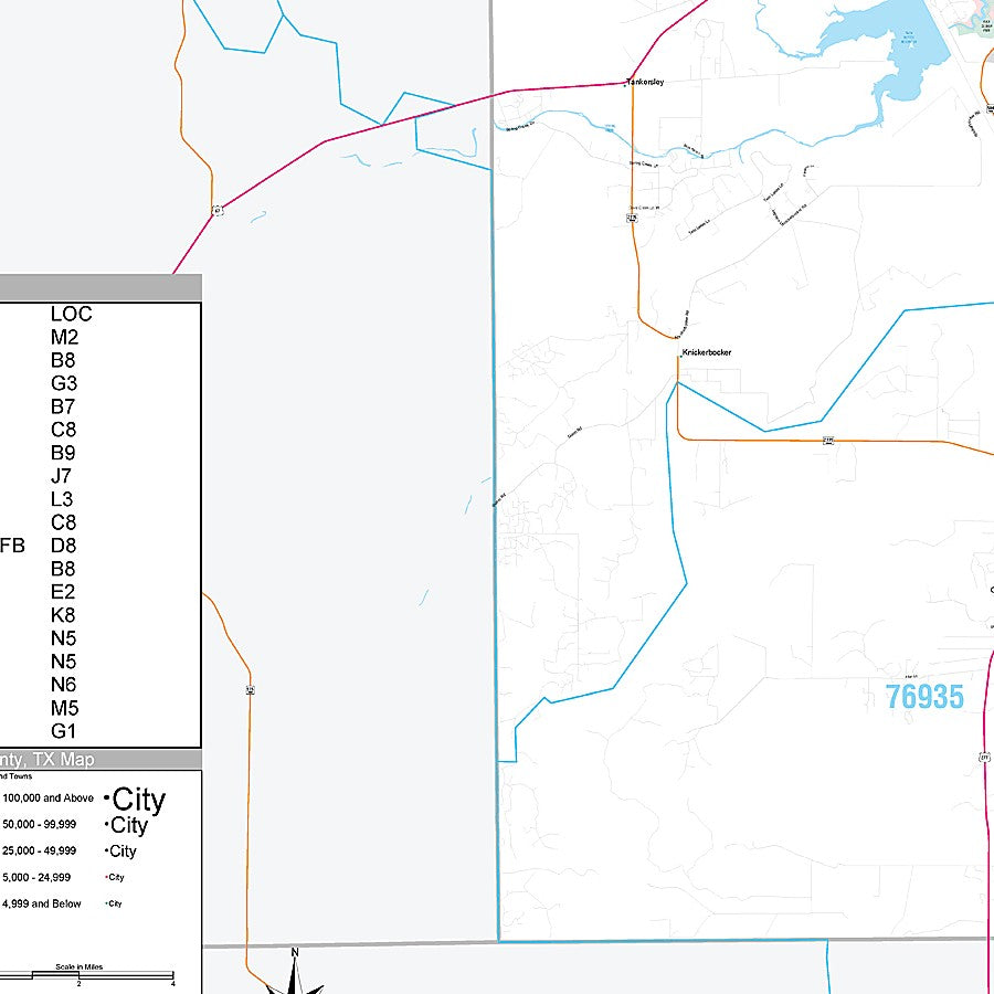 Tom Green County, TX Premium Style Wall Map