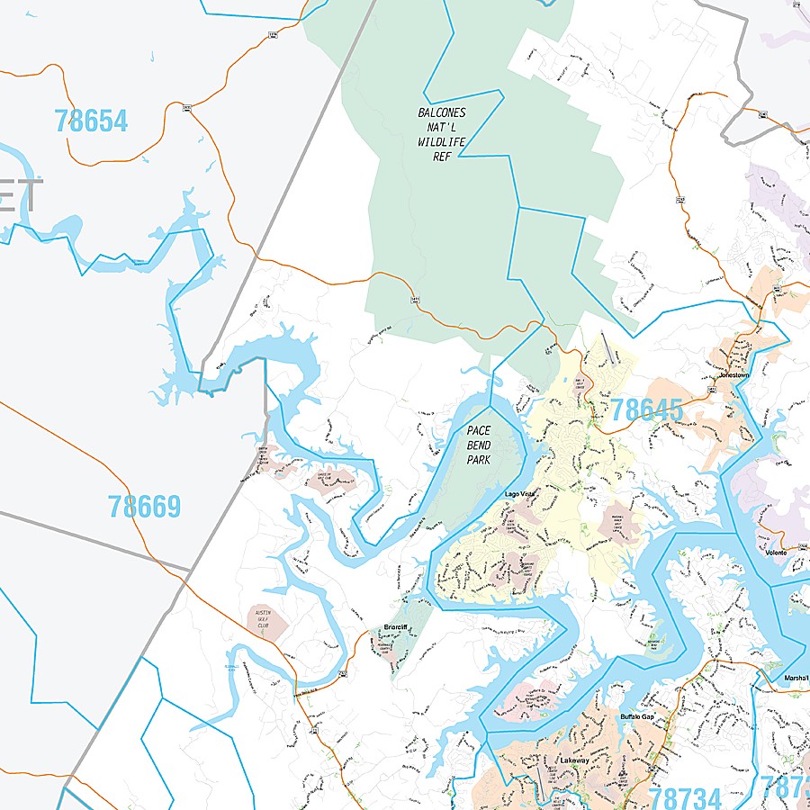 Travis County, TX Premium Style Wall Map
