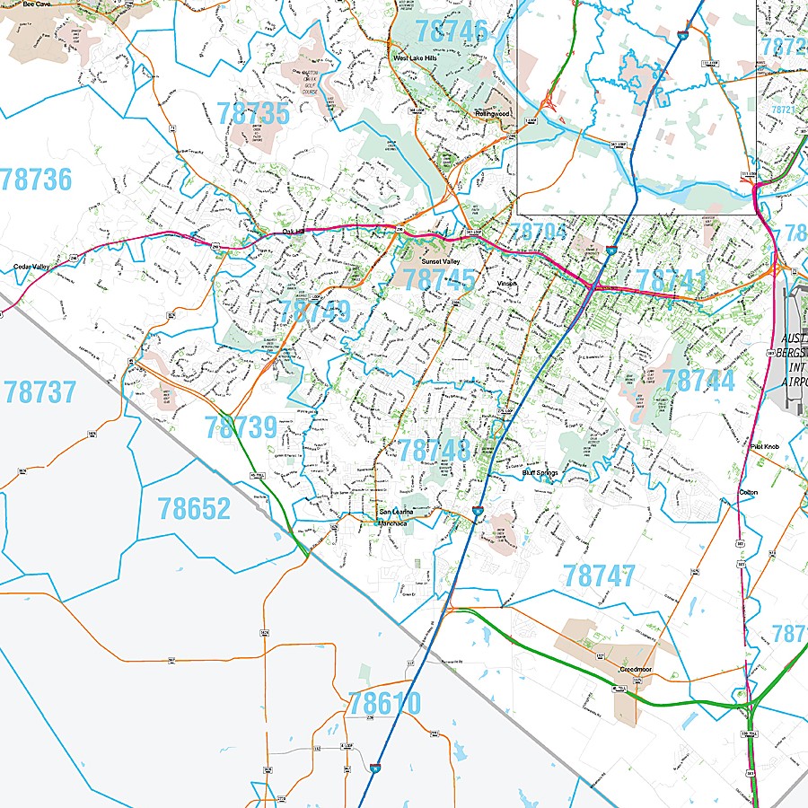 Travis County, TX Premium Style Wall Map