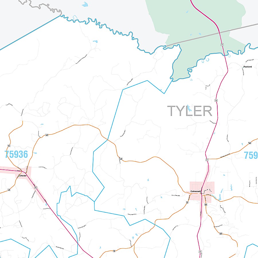Tyler County, TX Premium Style Wall Map