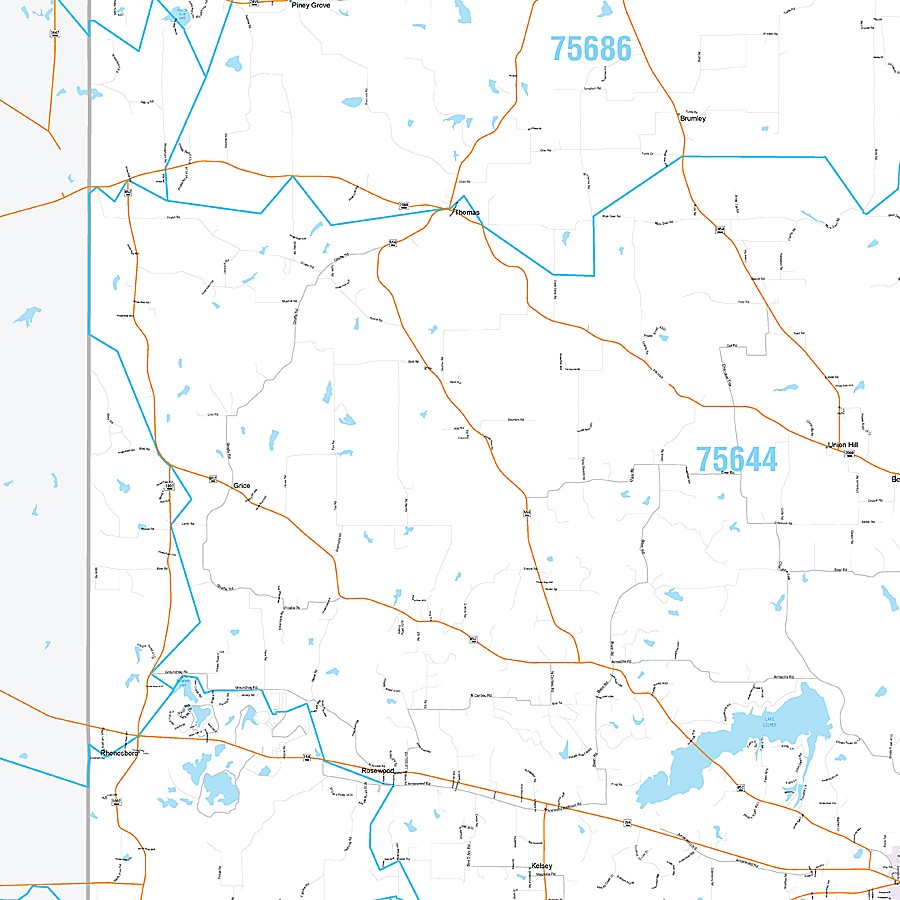 Upshur County, TX Premium Style Wall Map