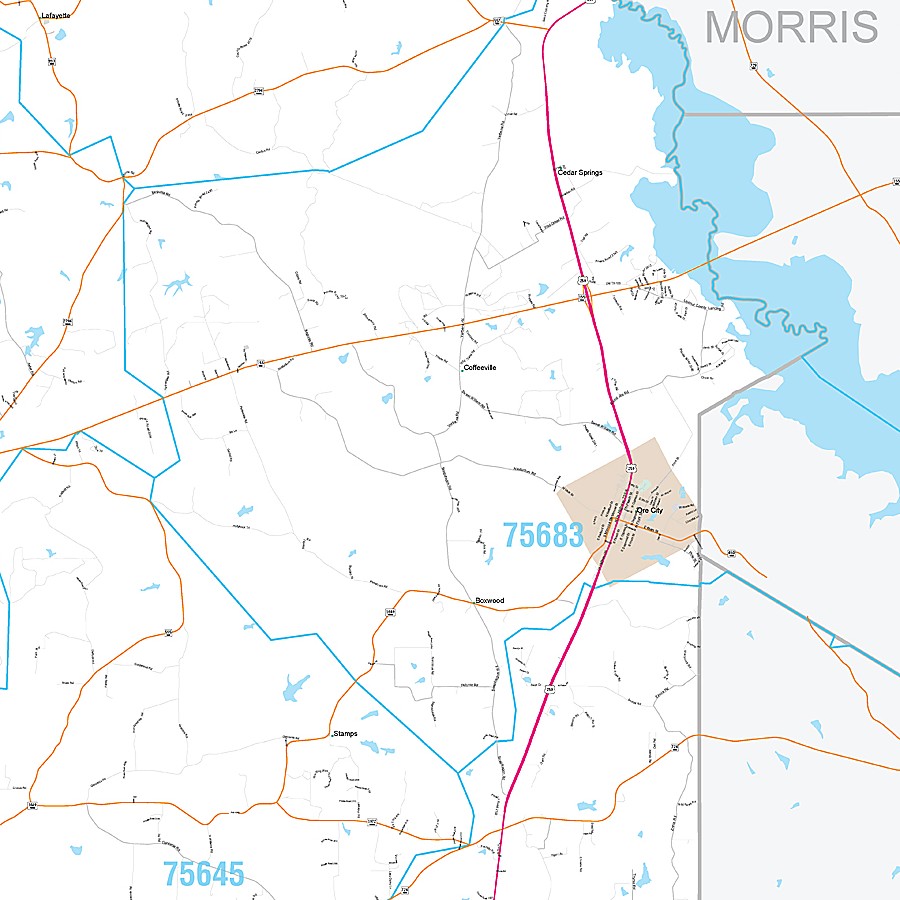 Upshur County, TX Premium Style Wall Map