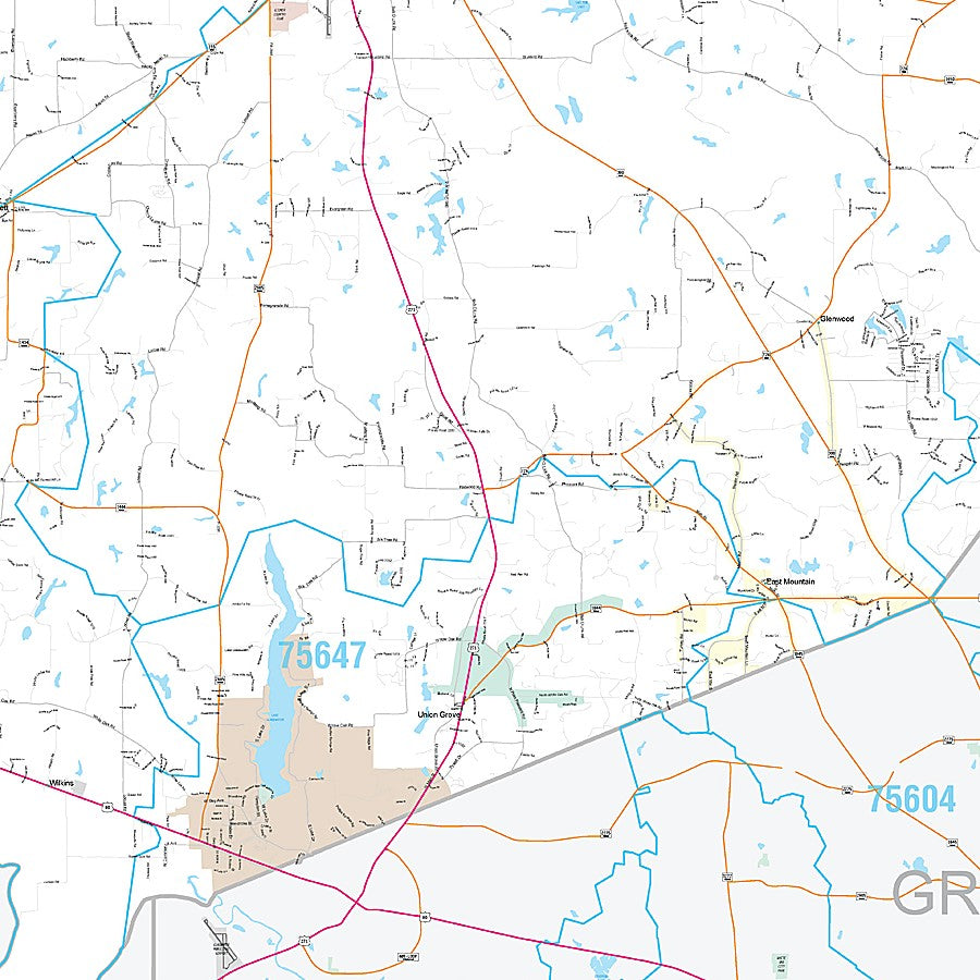 Upshur County, TX Premium Style Wall Map