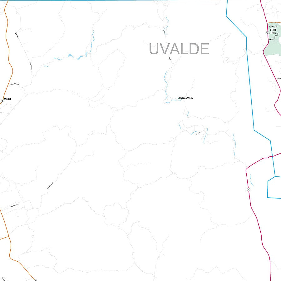 Uvalde County, TX Premium Style Wall Map