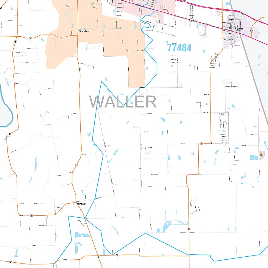 Waller County, TX Premium Style Wall Map