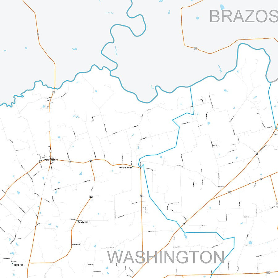 Washington County, TX Premium Style Wall Map