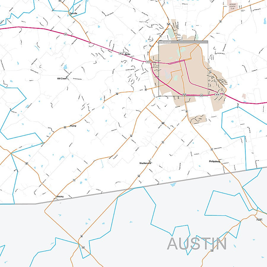 Washington County, TX Premium Style Wall Map