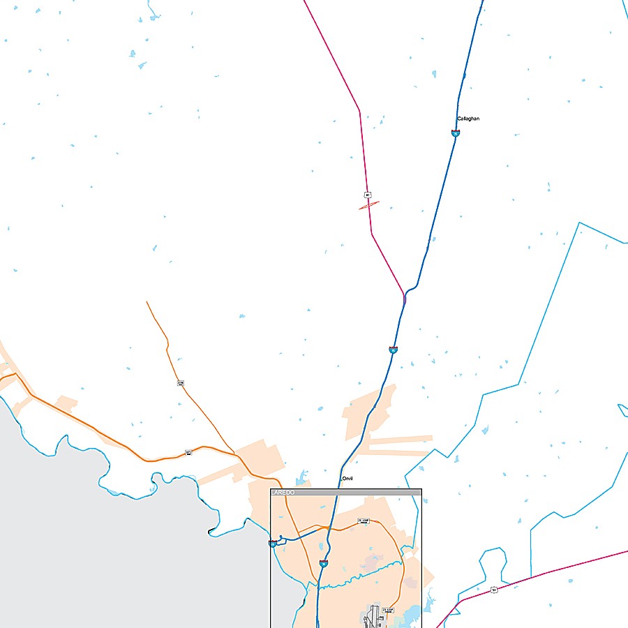 Webb County, TX Premium Style Wall Map