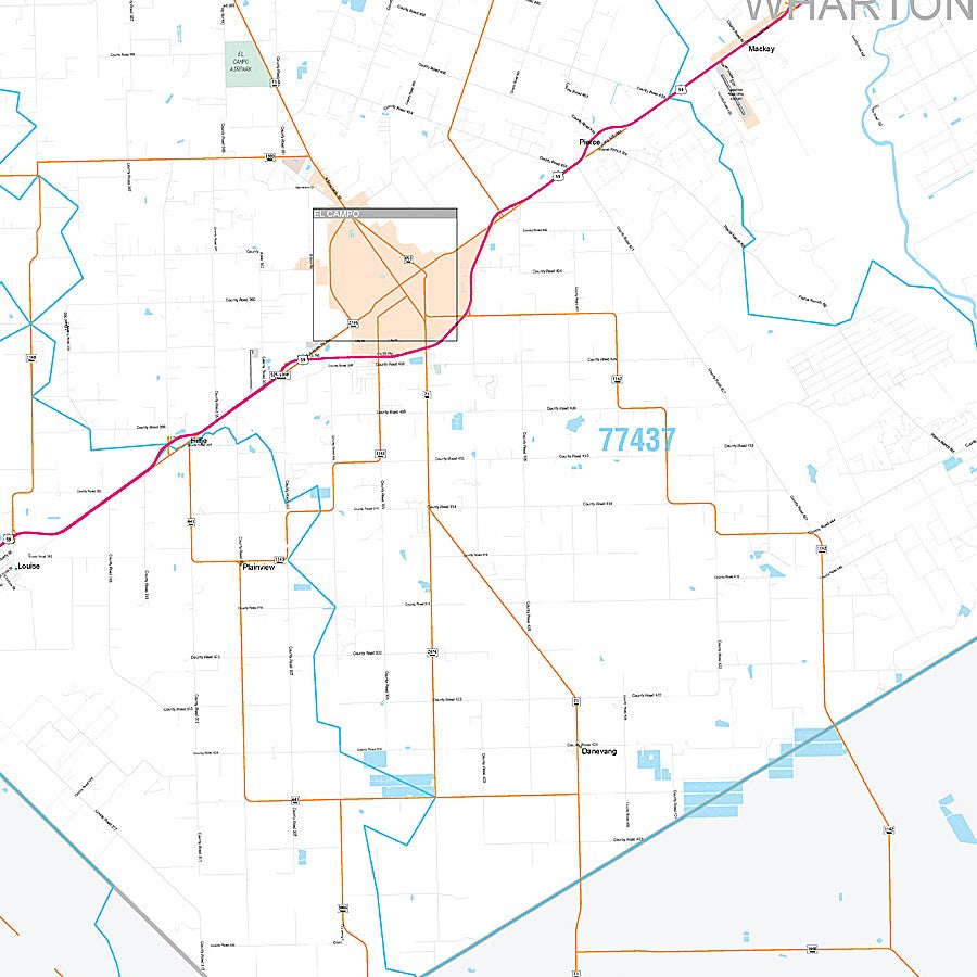 Wharton County, TX Premium Style Wall Map