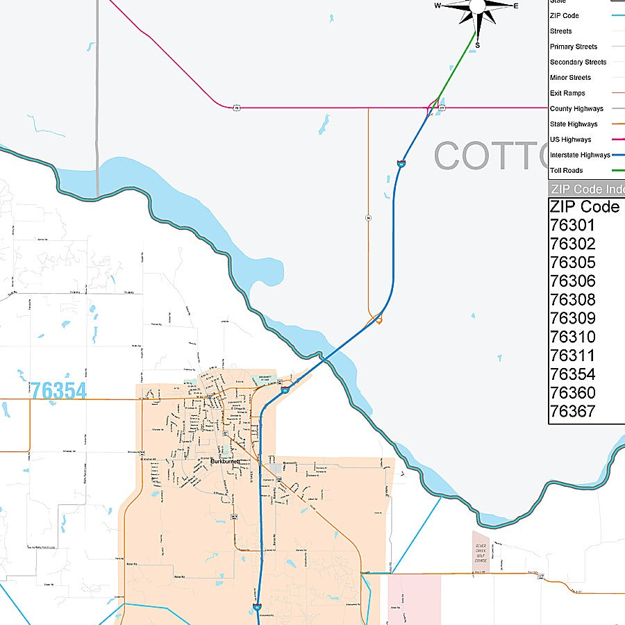 Wichita County, TX Premium Style Wall Map