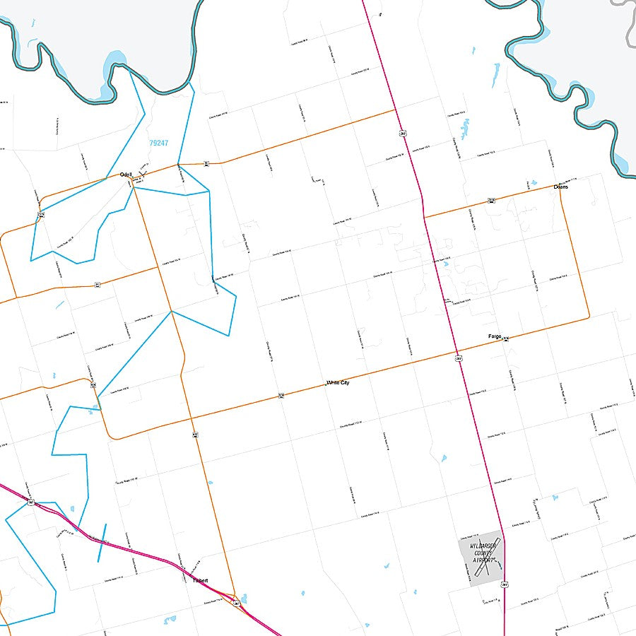 Wilbarger County, TX Premium Style Wall Map