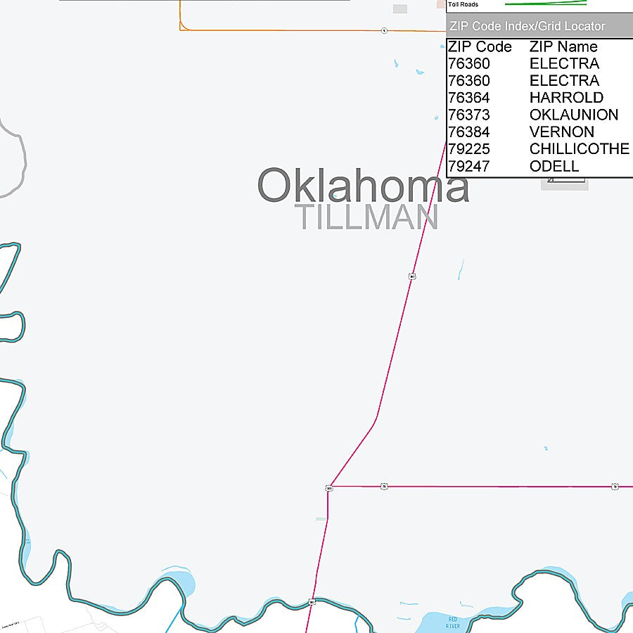 Wilbarger County, TX Premium Style Wall Map
