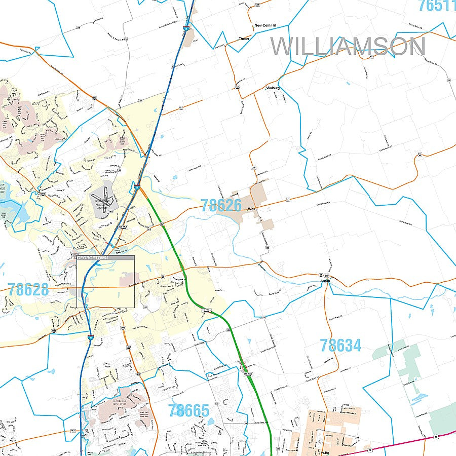 Williamson County, TX Premium Style Wall Map
