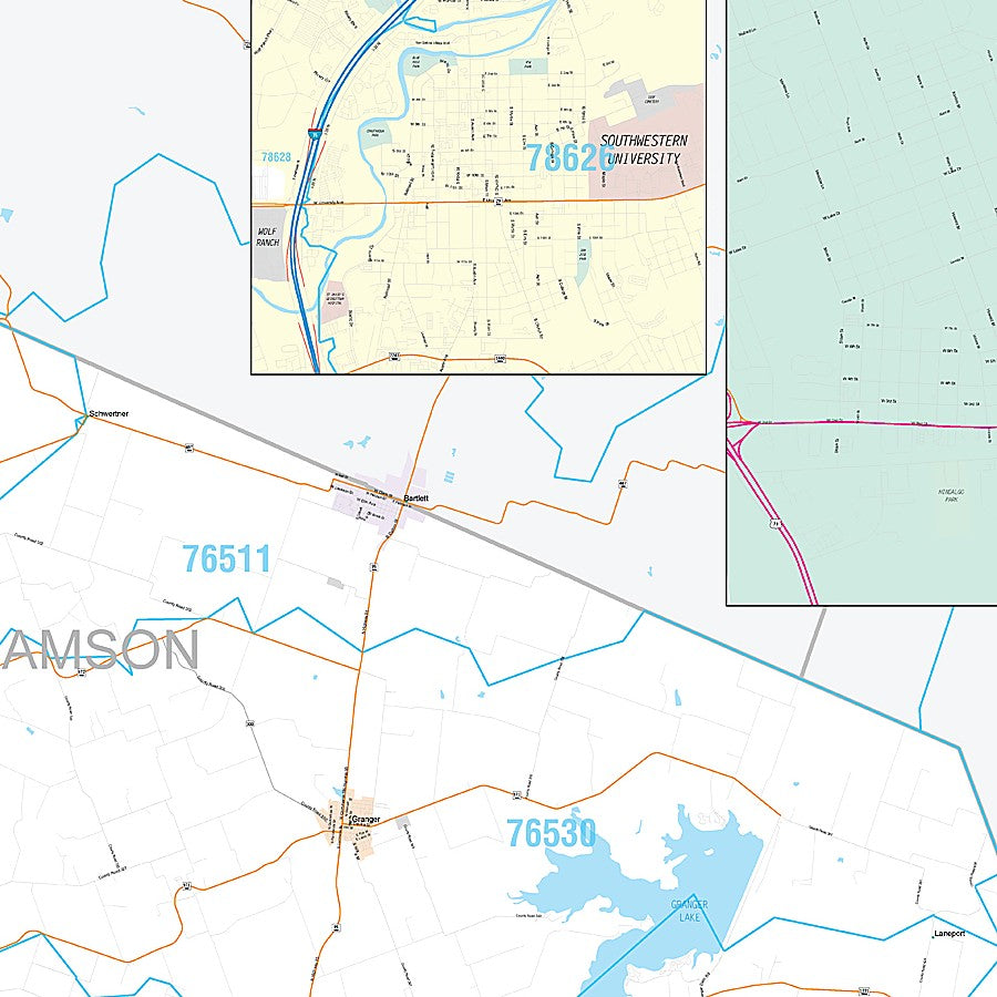 Williamson County, TX Premium Style Wall Map