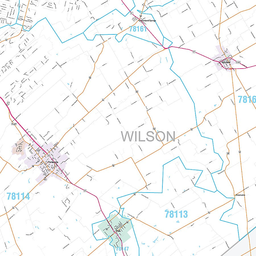 Wilson County, TX Premium Style Wall Map