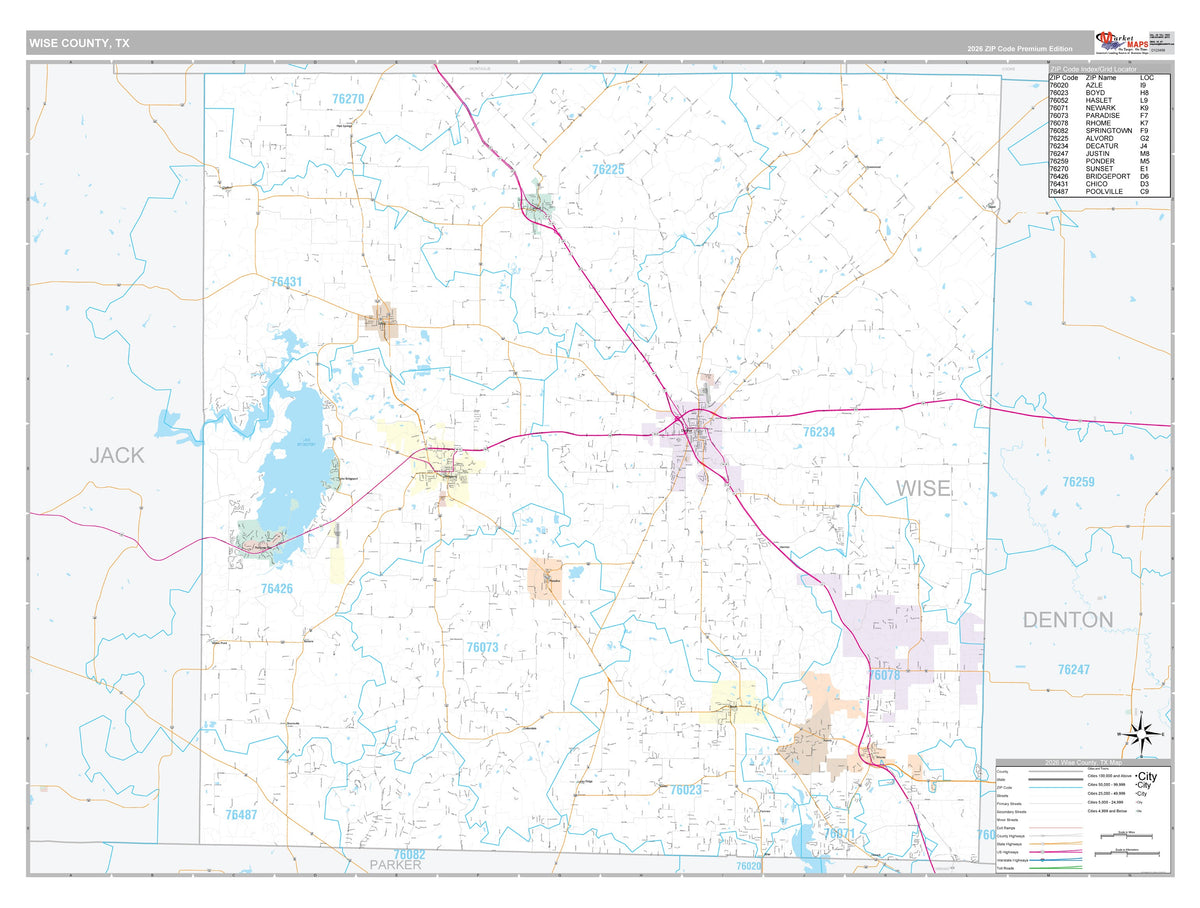 Wise County, TX Premium Style Wall Map