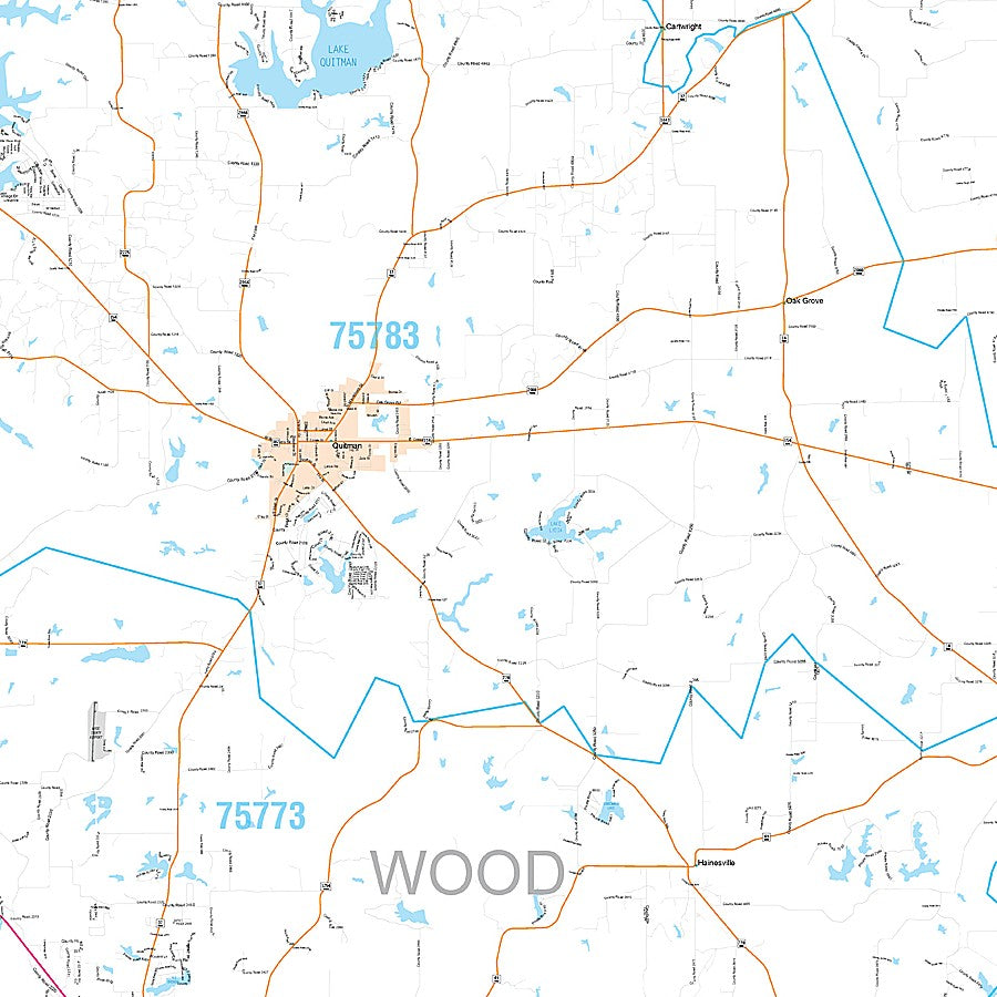 Wood County, TX Premium Style Wall Map