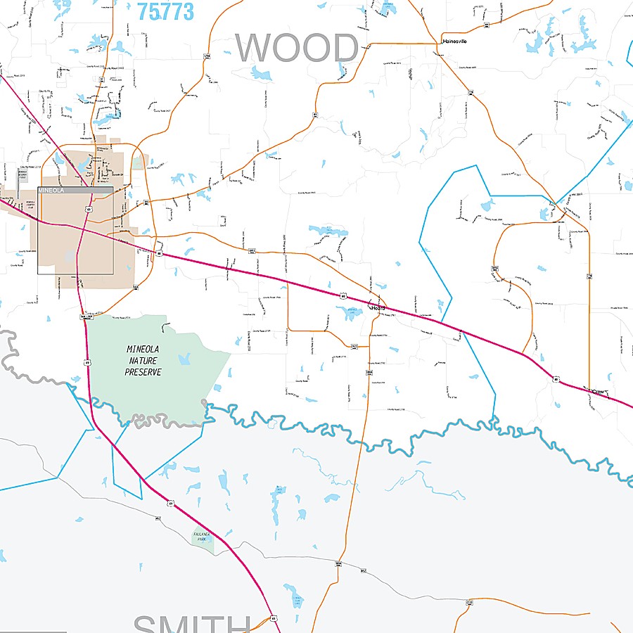 Wood County, TX Premium Style Wall Map