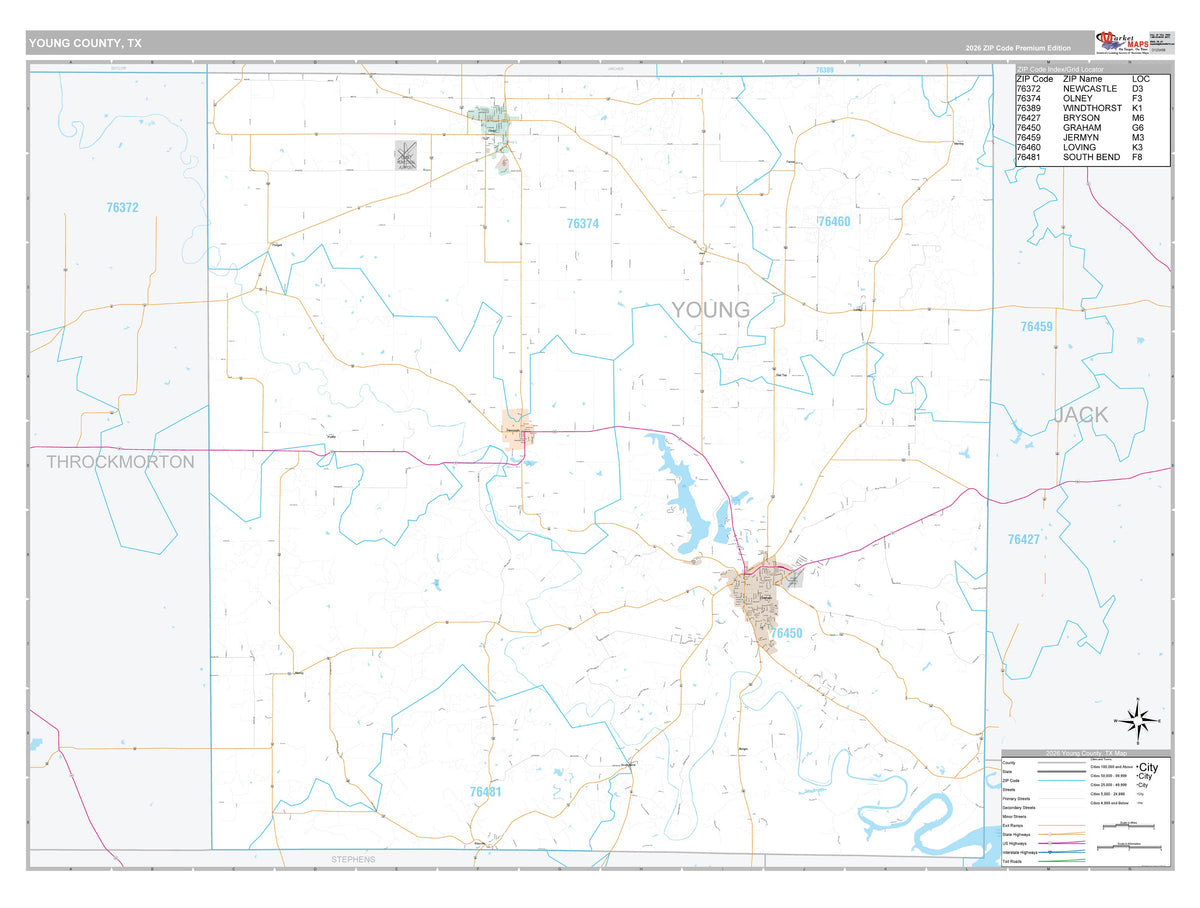 Young County, TX Premium Style Wall Map