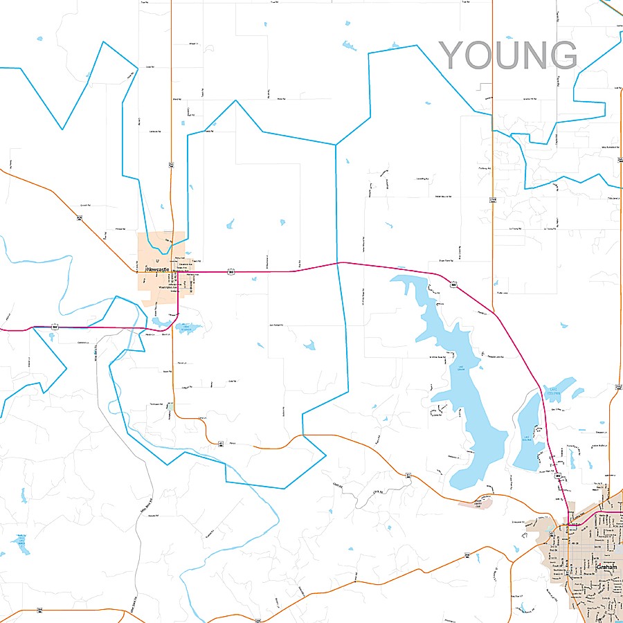 Young County, TX Premium Style Wall Map