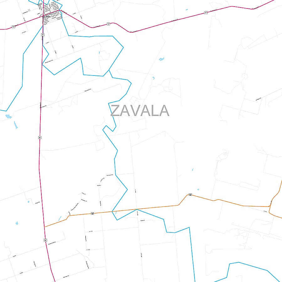 Zavala County, TX Premium Style Wall Map