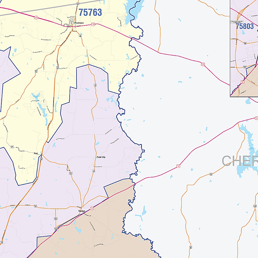 Anderson County, TX Colorcast Style Wall Map