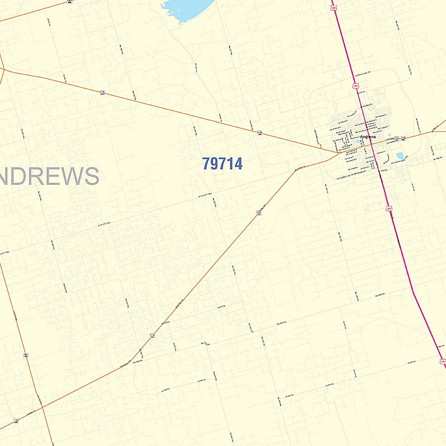 Andrews County, TX Colorcast Style Wall Map