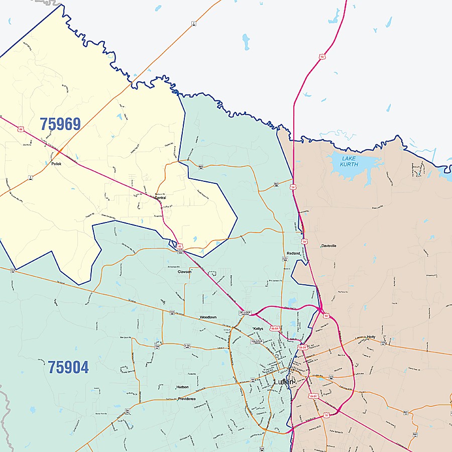 Angelina County, TX Colorcast Style Wall Map