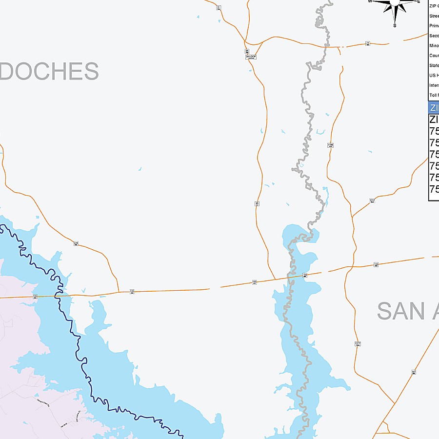Angelina County, TX Colorcast Style Wall Map
