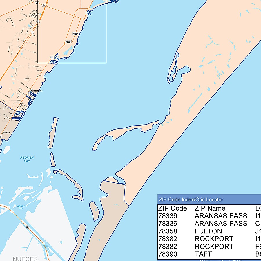 Aransas County, TX Colorcast Style Wall Map