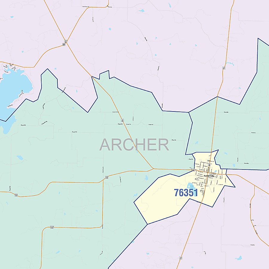 Archer County, TX Colorcast Style Wall Map