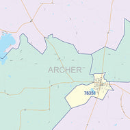 Archer County, TX Colorcast Style Wall Map