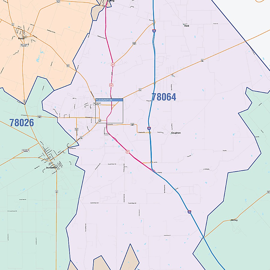 Atascosa County, TX Colorcast Style Wall Map