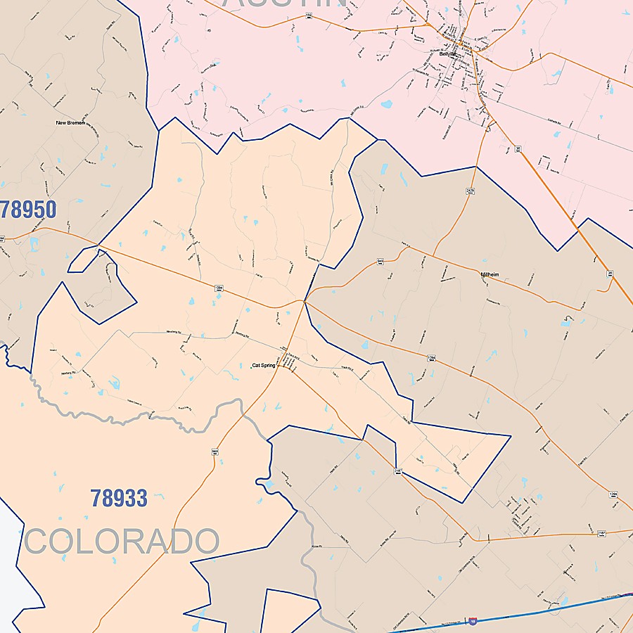 Austin County, TX Colorcast Style Wall Map