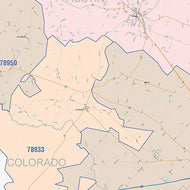 Austin County, TX Colorcast Style Wall Map