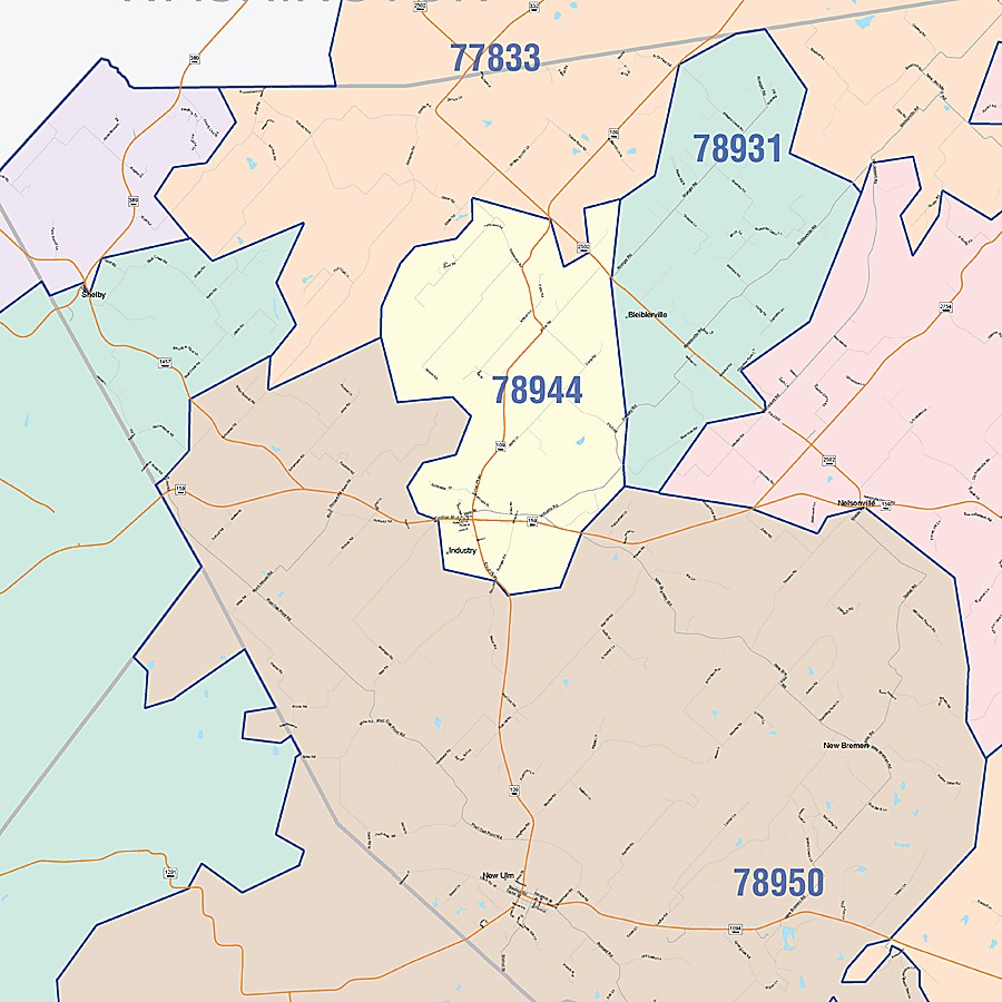 Austin County, TX Colorcast Style Wall Map