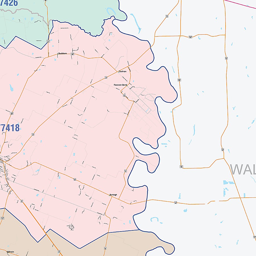 Austin County, TX Colorcast Style Wall Map