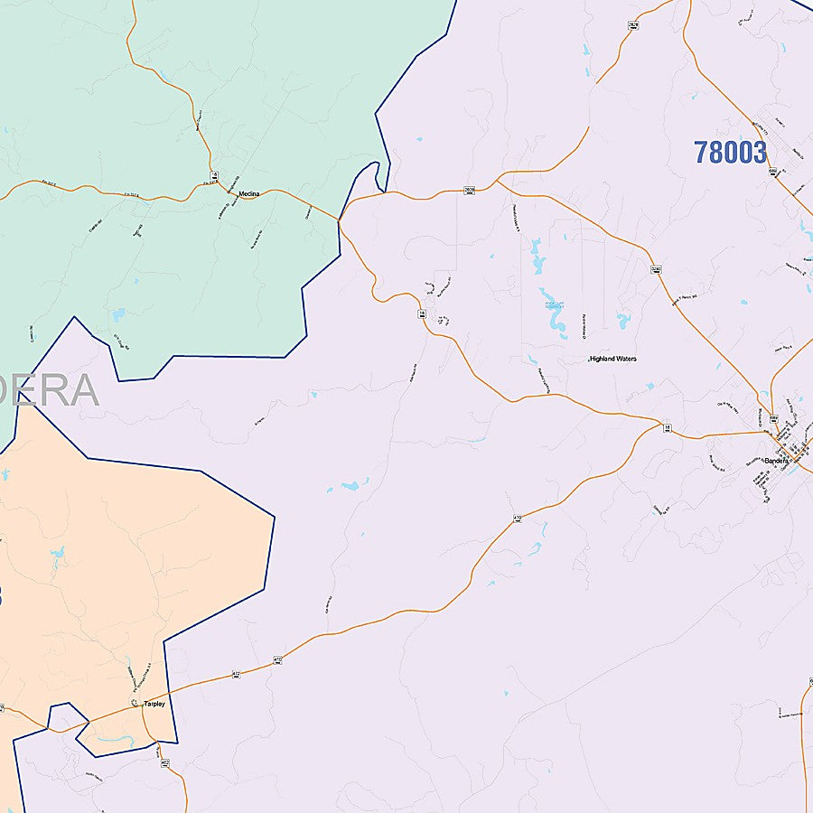 Bandera County, TX Colorcast Style Wall Map
