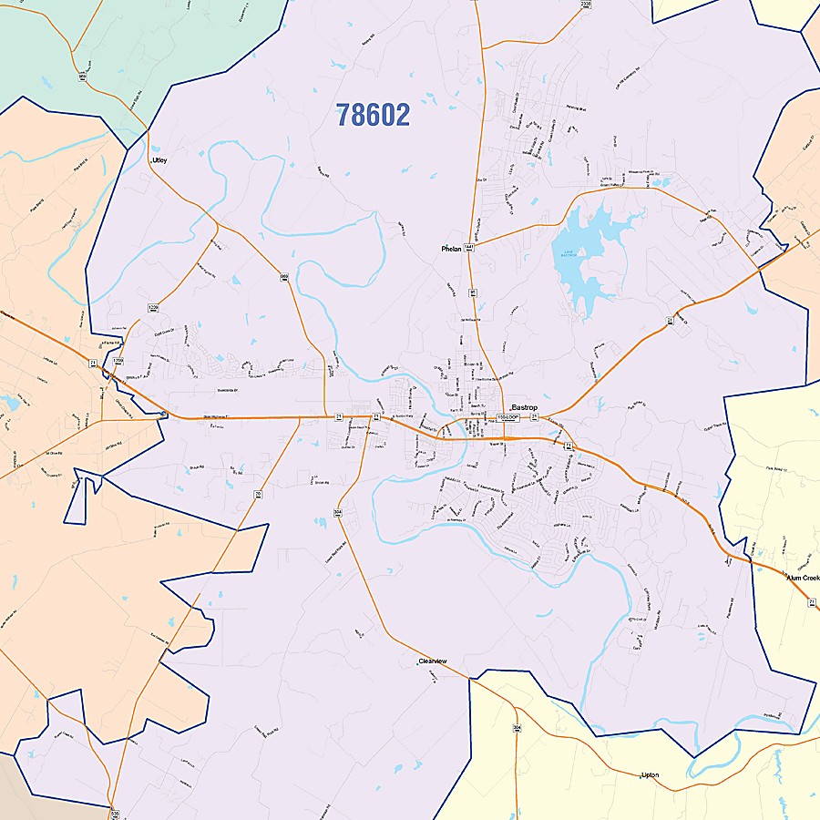 Bastrop County, TX Colorcast Style Wall Map