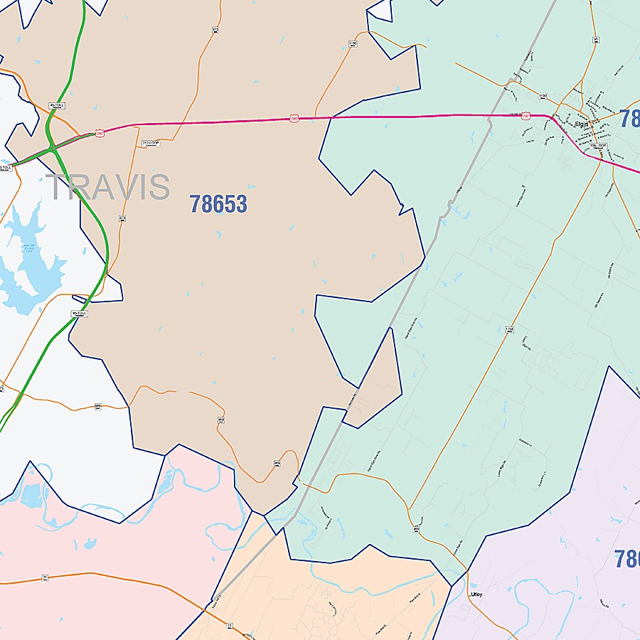 Bastrop County, TX Colorcast Style Wall Map