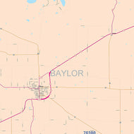 Baylor County, TX Colorcast Style Wall Map