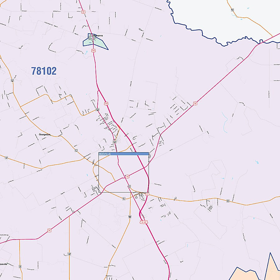 Bee County, TX Colorcast Style Wall Map