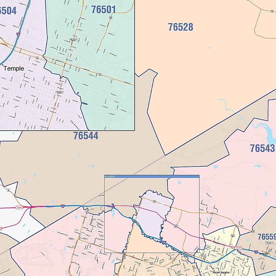 Bell County, TX Colorcast Style Wall Map